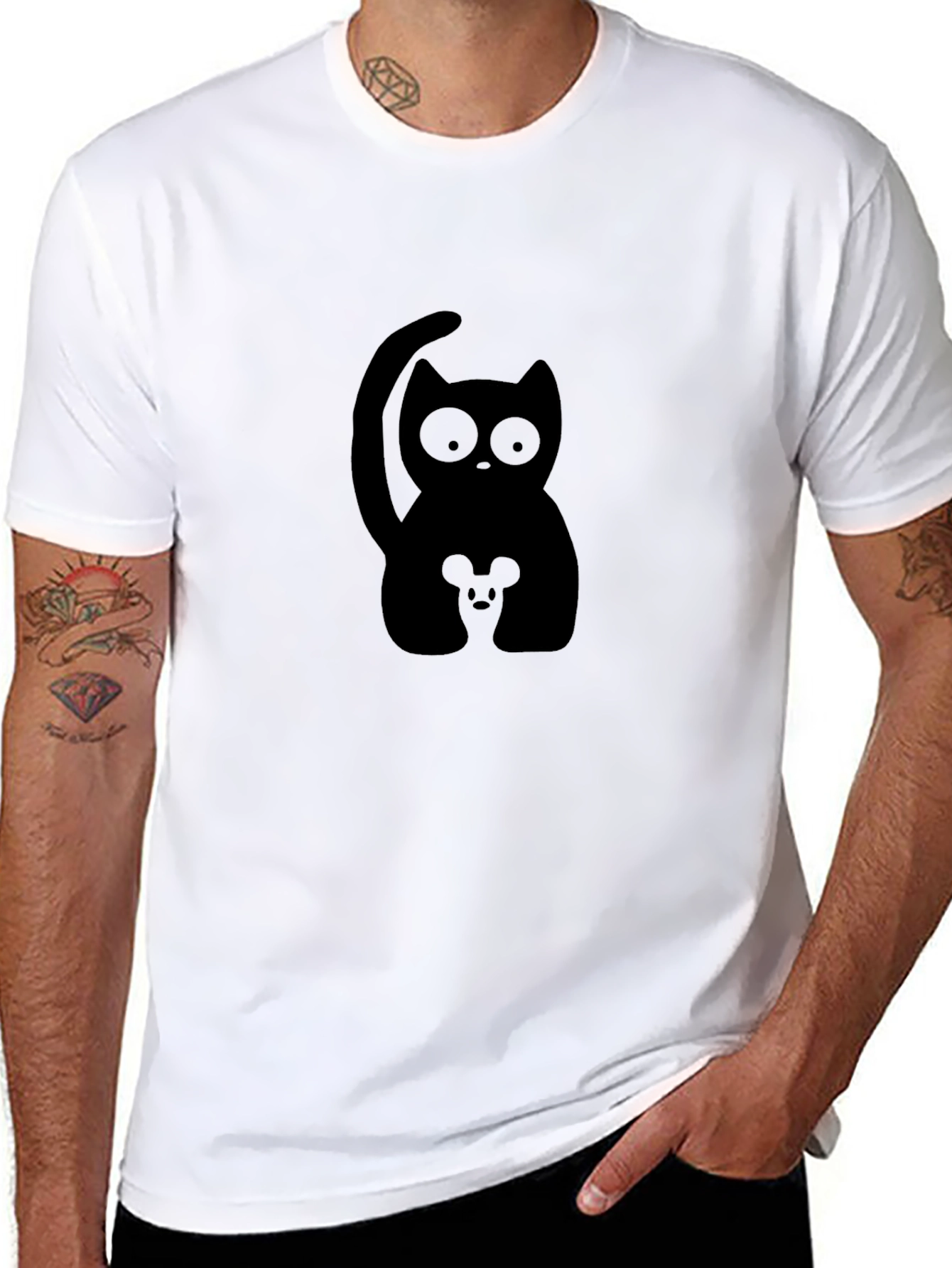 Cat and Mouse Graphic Tee - Black T-Shirt