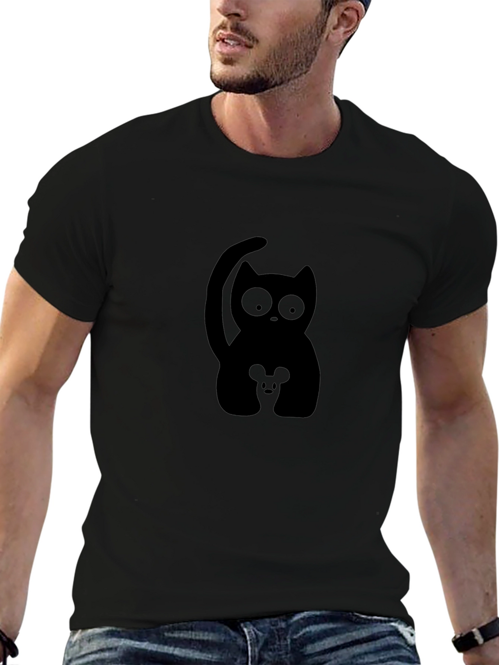 Cat and Mouse Graphic Tee - Black T-Shirt