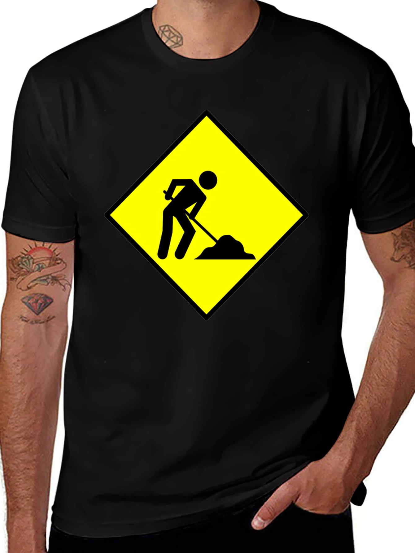 Mens Black T-Shirt - Work in Progress Graphic Tee