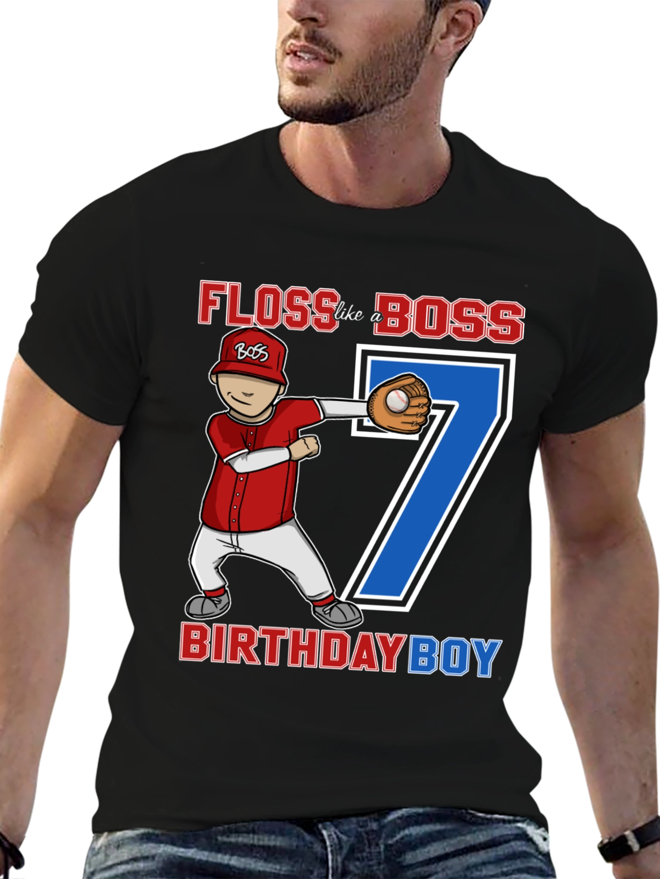 Floss Like a Boss Birthday Boy T-Shirt - Baseball Theme