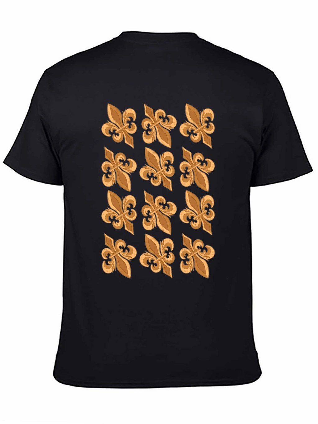 Fleur-de-Lis Patterned Black T-Shirt