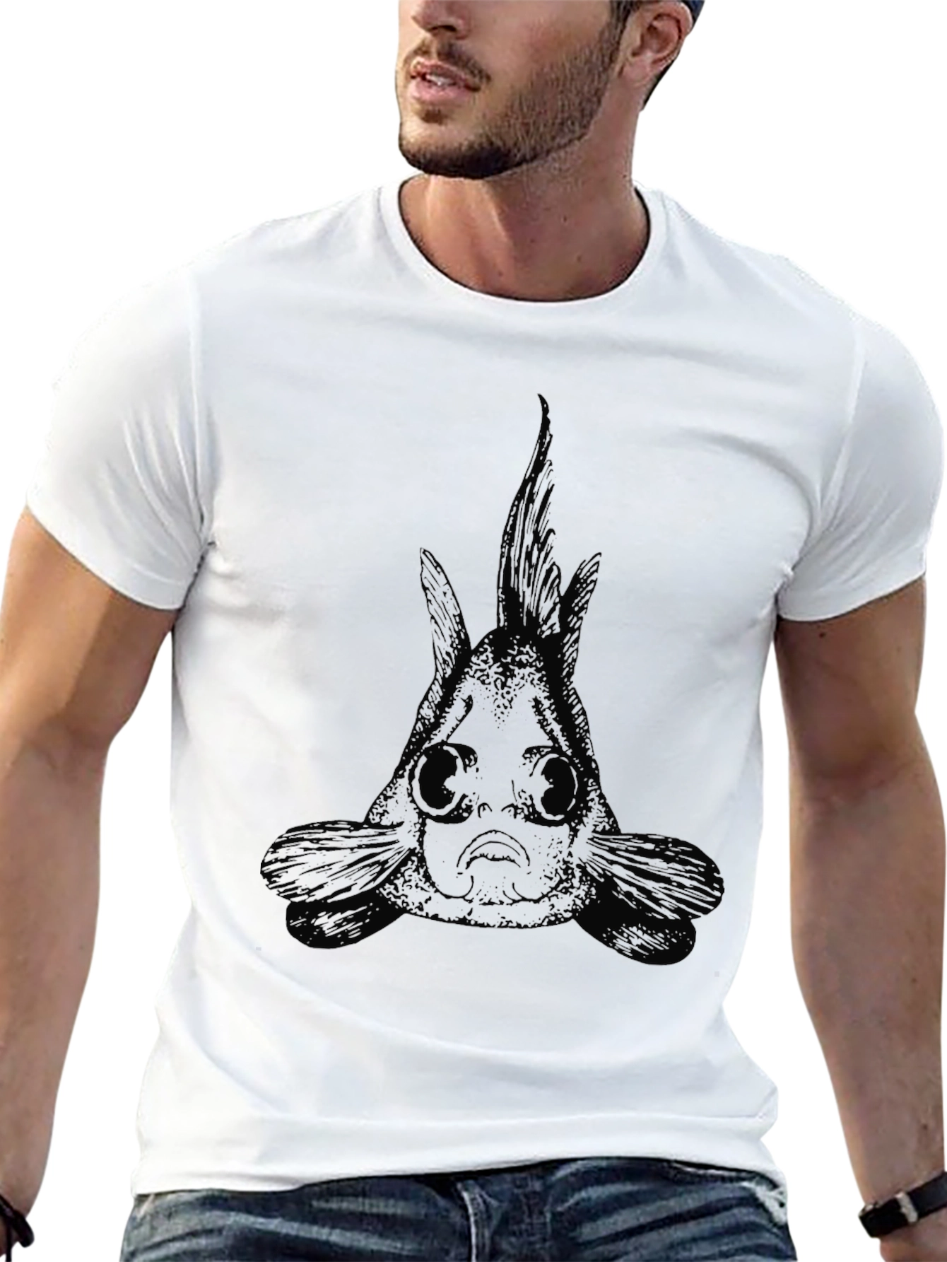 Black Goldfish Graphic Tee - Unique Design