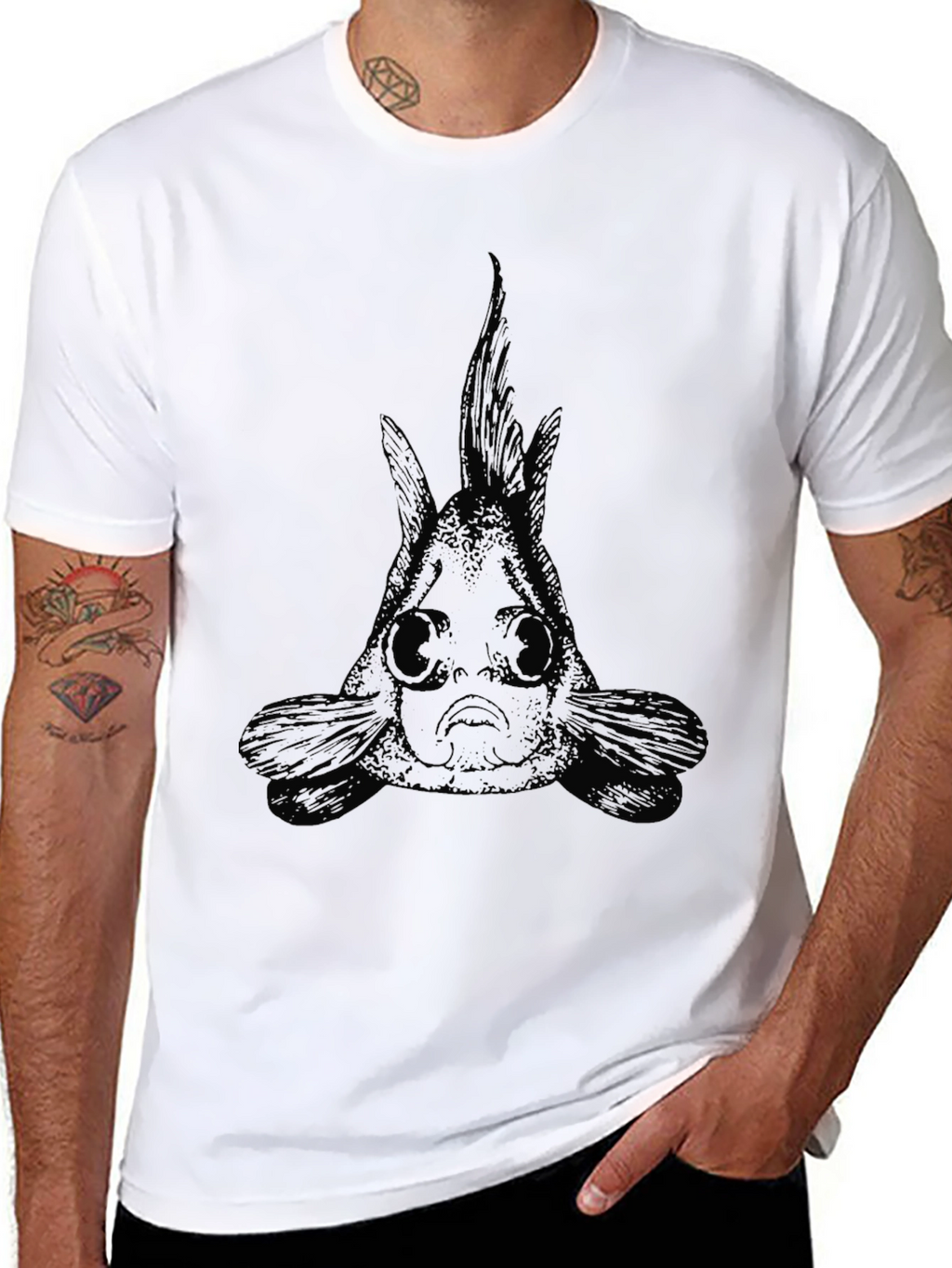 Black Goldfish Graphic Tee - Unique Design