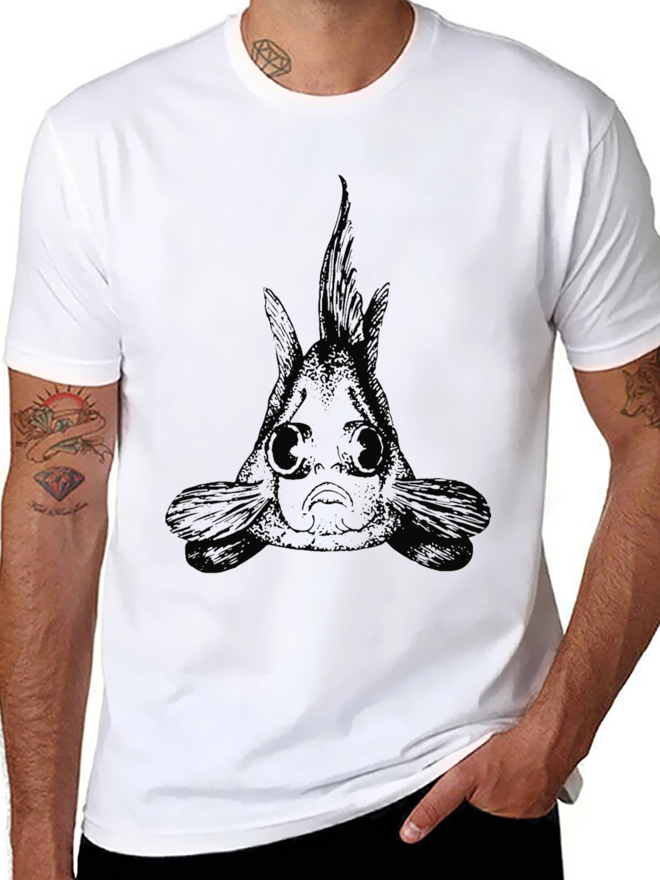 Black Goldfish Graphic Tee - Unique Design