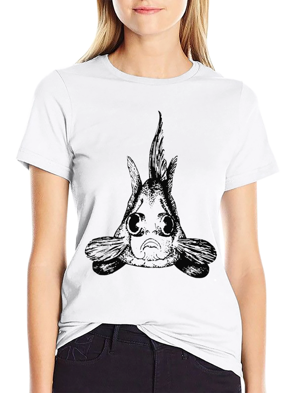 Black Goldfish Graphic Tee - Unique Design