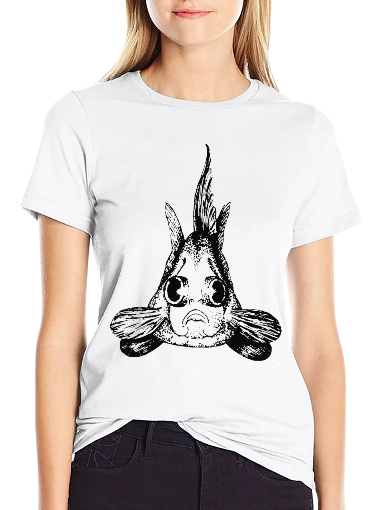 Black Goldfish Graphic Tee - Unique Design