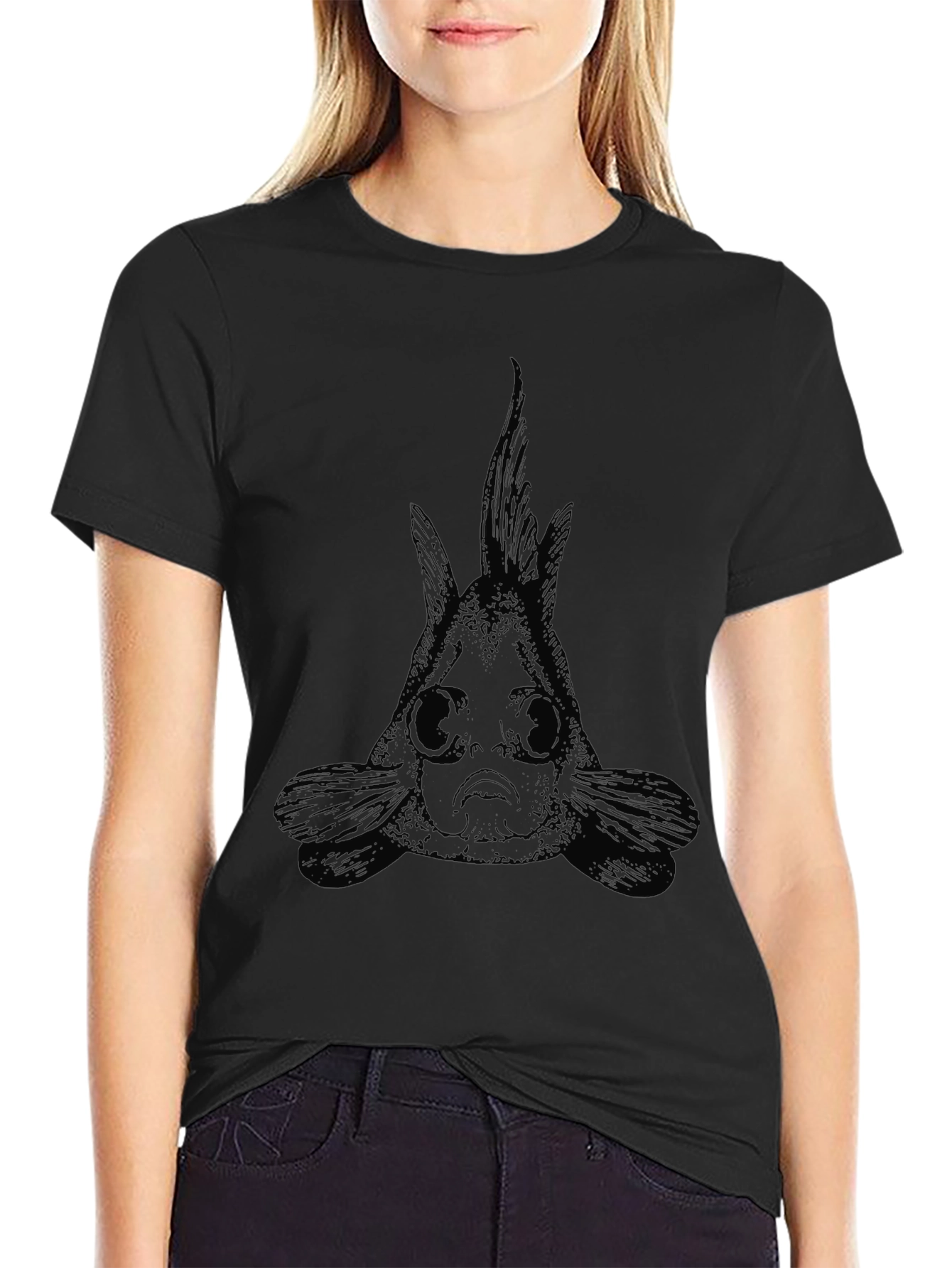 Black Goldfish Graphic Tee - Unique Design
