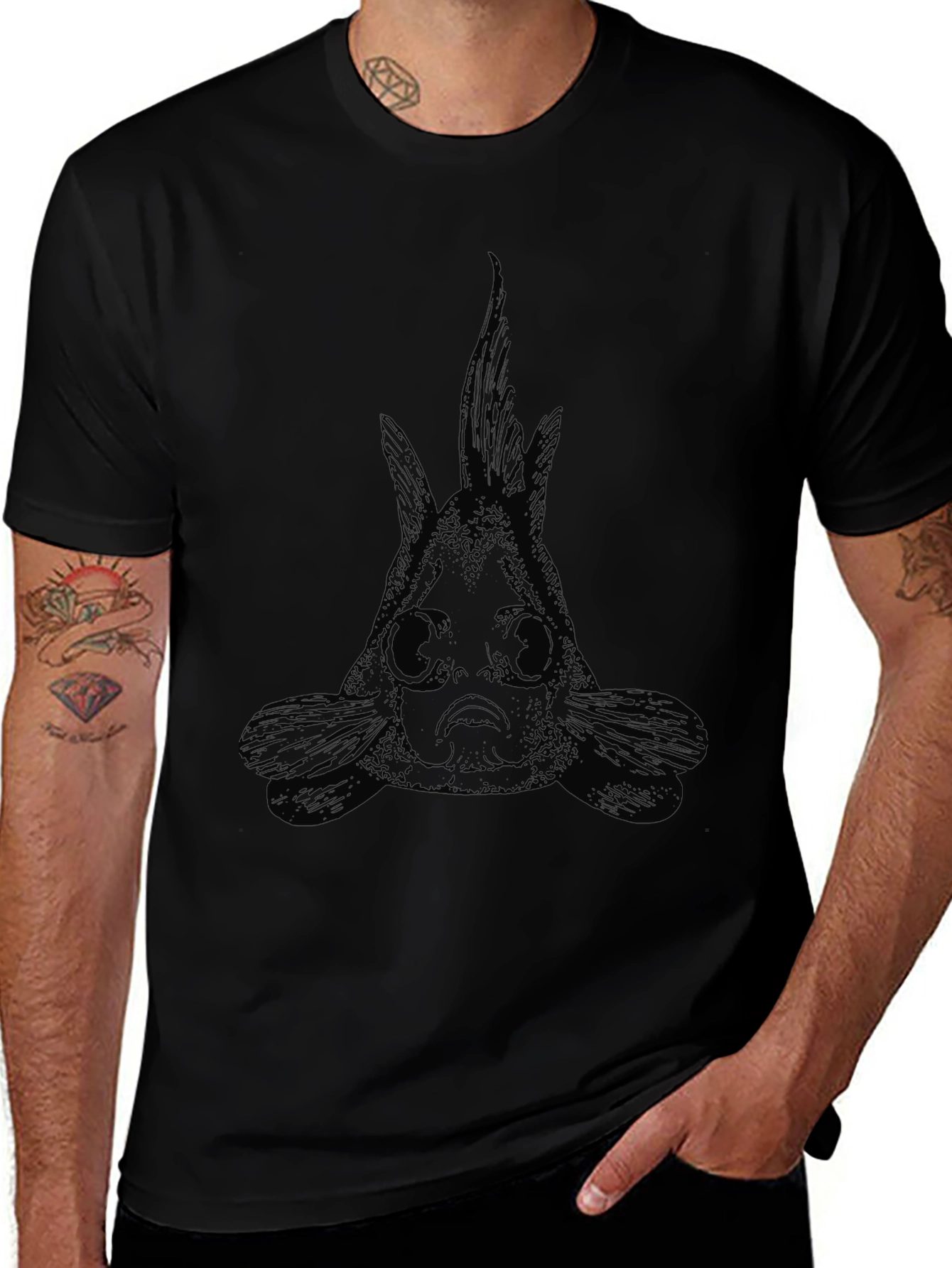Black Goldfish Graphic Tee - Unique Design