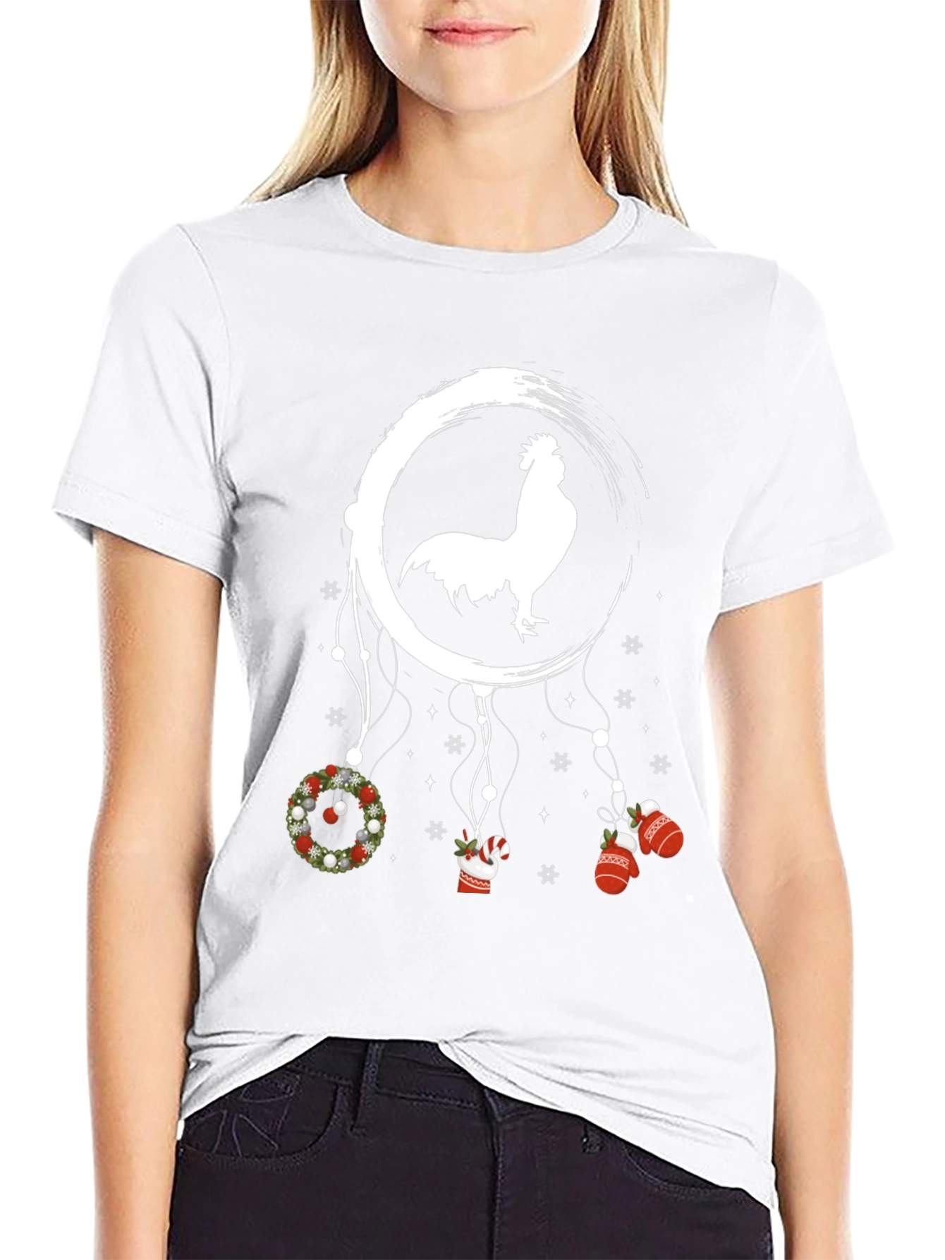 Novelty Christmas Rooster Dreamcatcher T-Shirt