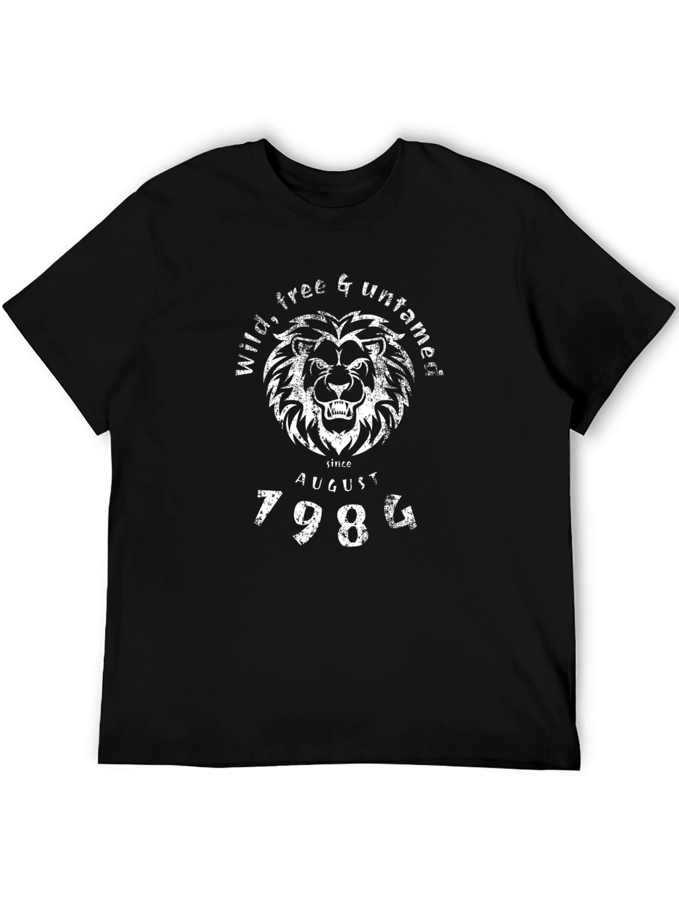 Wild Free Untamed Lion Black Graphic T-Shirt