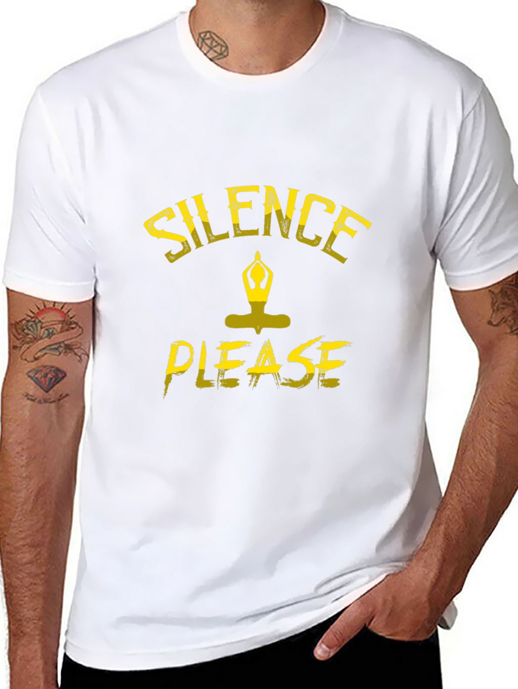 Silence Please Yoga Graphic Black T-Shirt