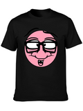Funny Cartoon Face Black T-Shirt