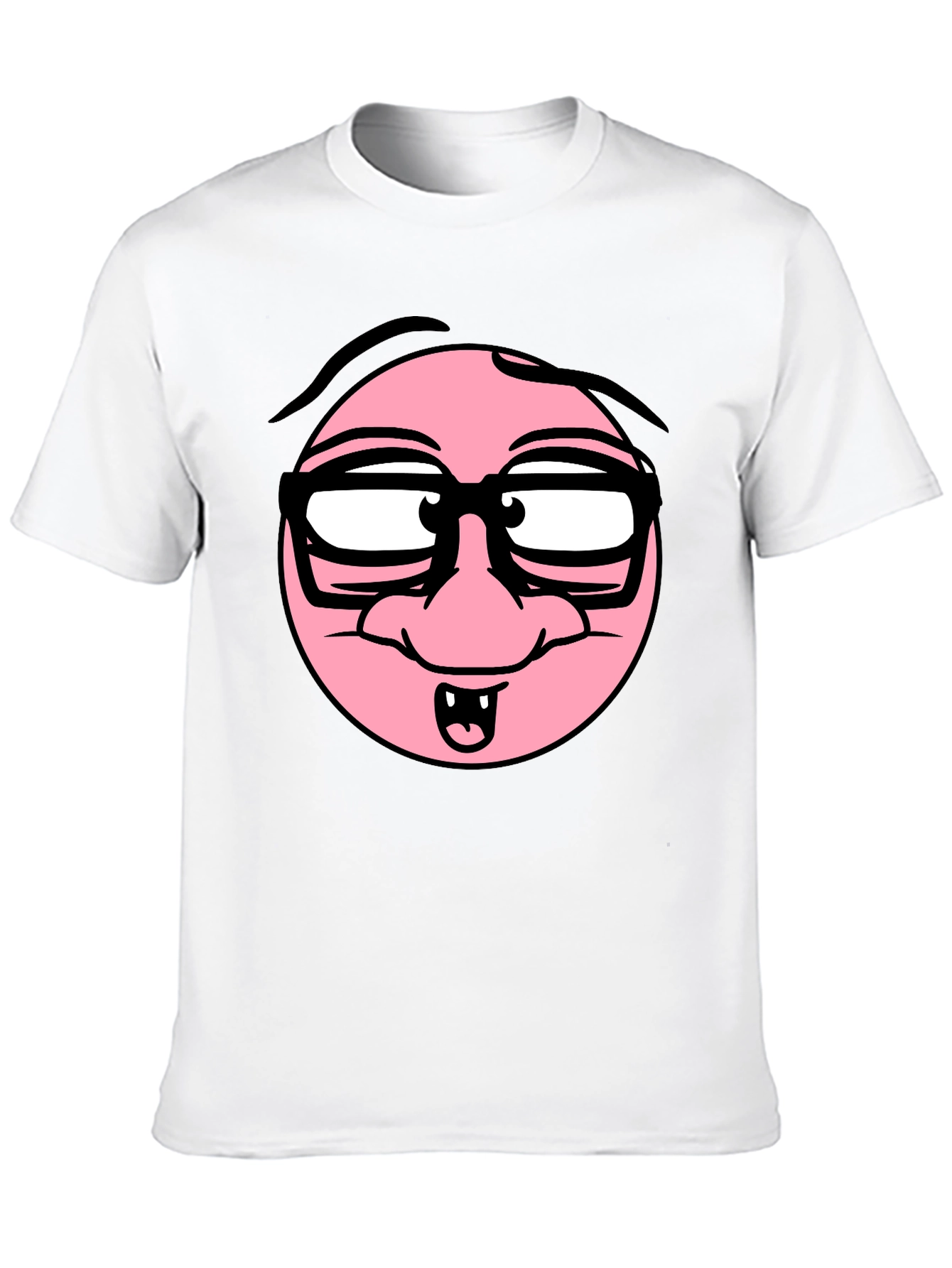 Funny Cartoon Face Black T-Shirt