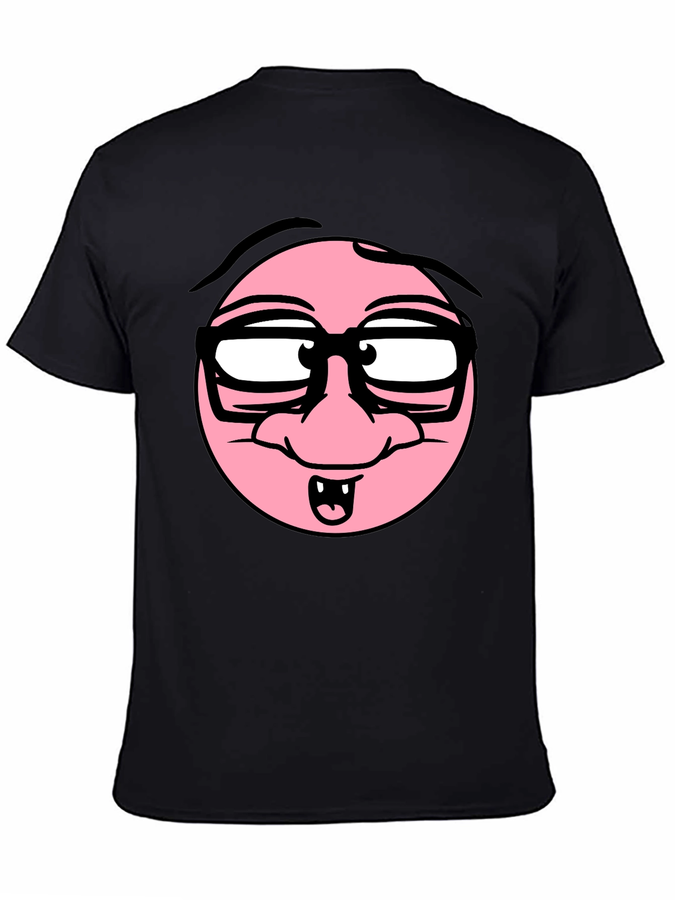 Funny Cartoon Face Black T-Shirt