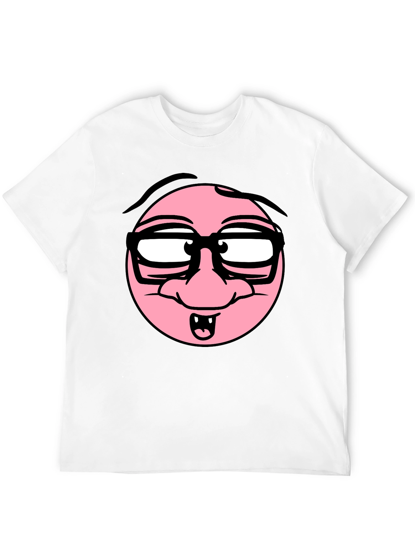 Funny Cartoon Face Black T-Shirt