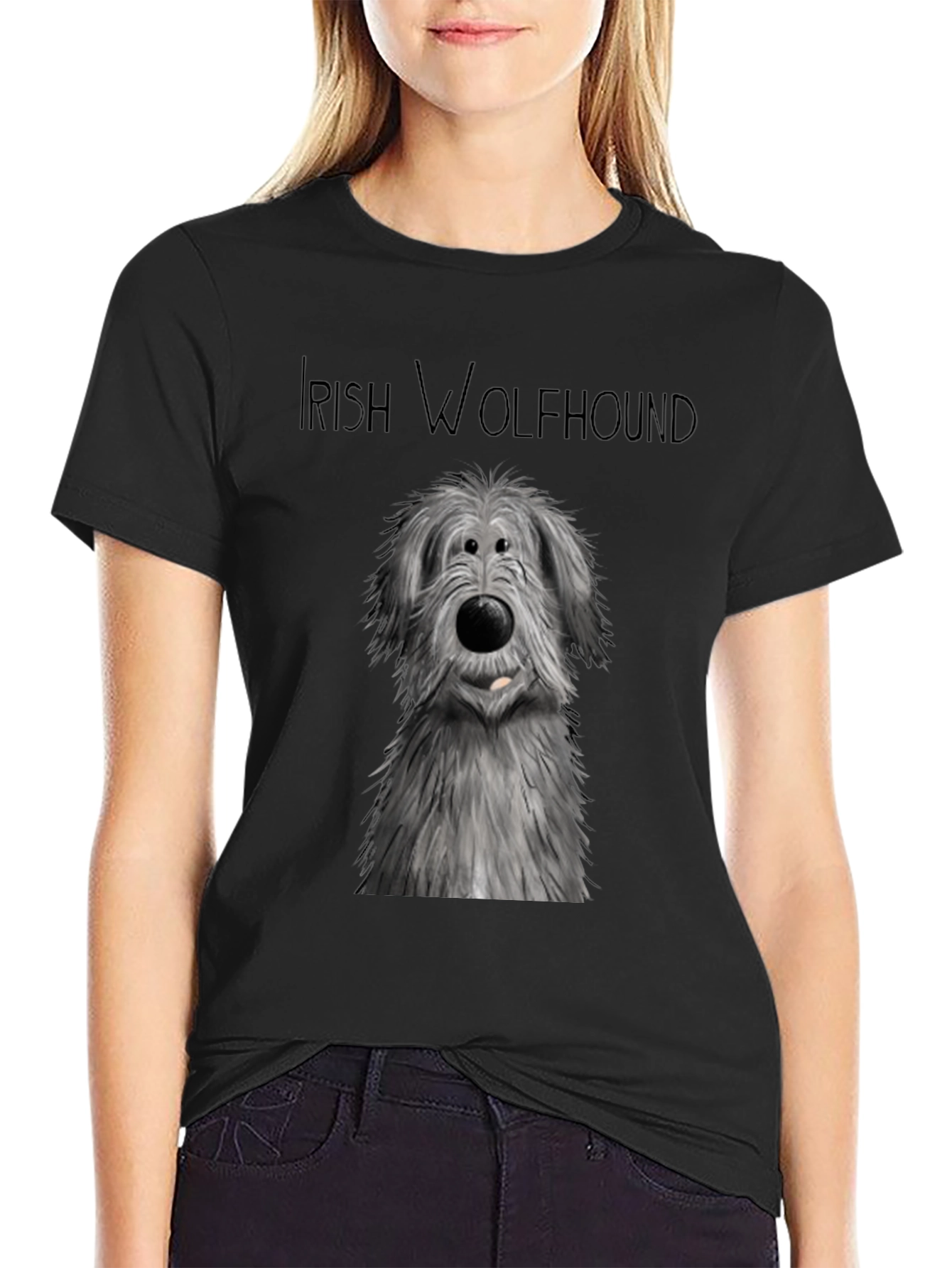 Irish Wolfhound Graphic Tee - Black Cotton Comfort