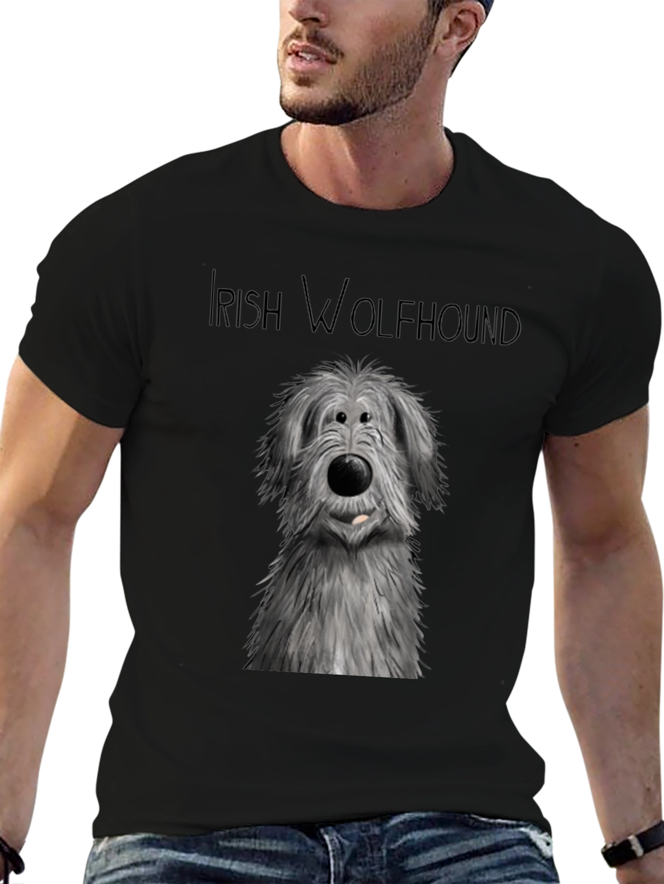 Irish Wolfhound Graphic Tee - Black Cotton Comfort