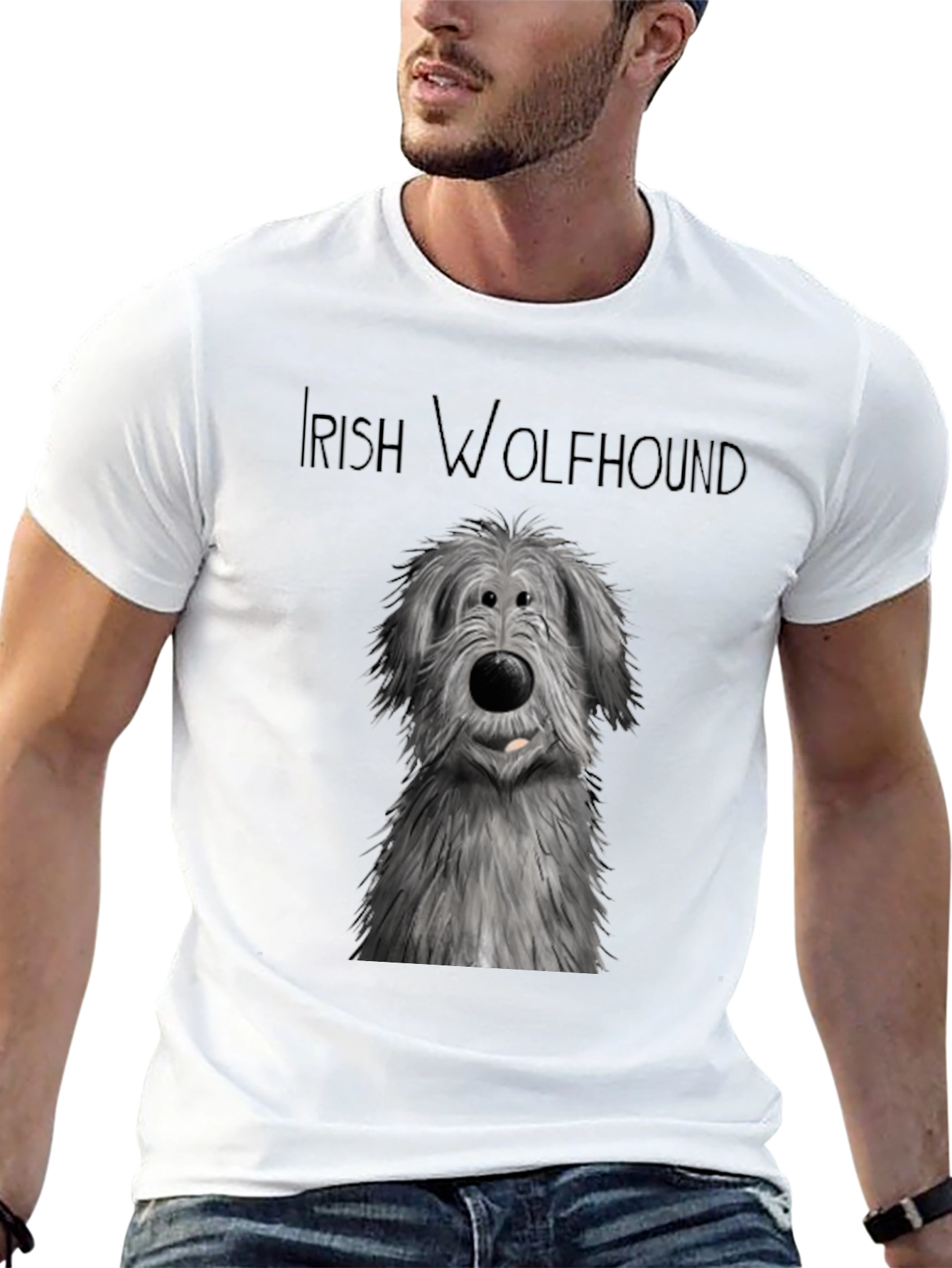 Irish Wolfhound Graphic Tee - Black Cotton Comfort