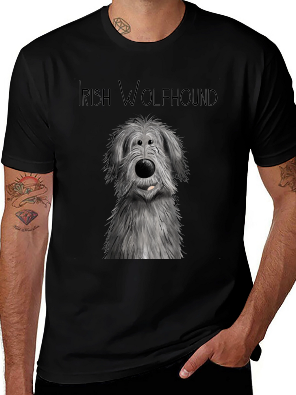 Irish Wolfhound Graphic Tee - Black Cotton Comfort