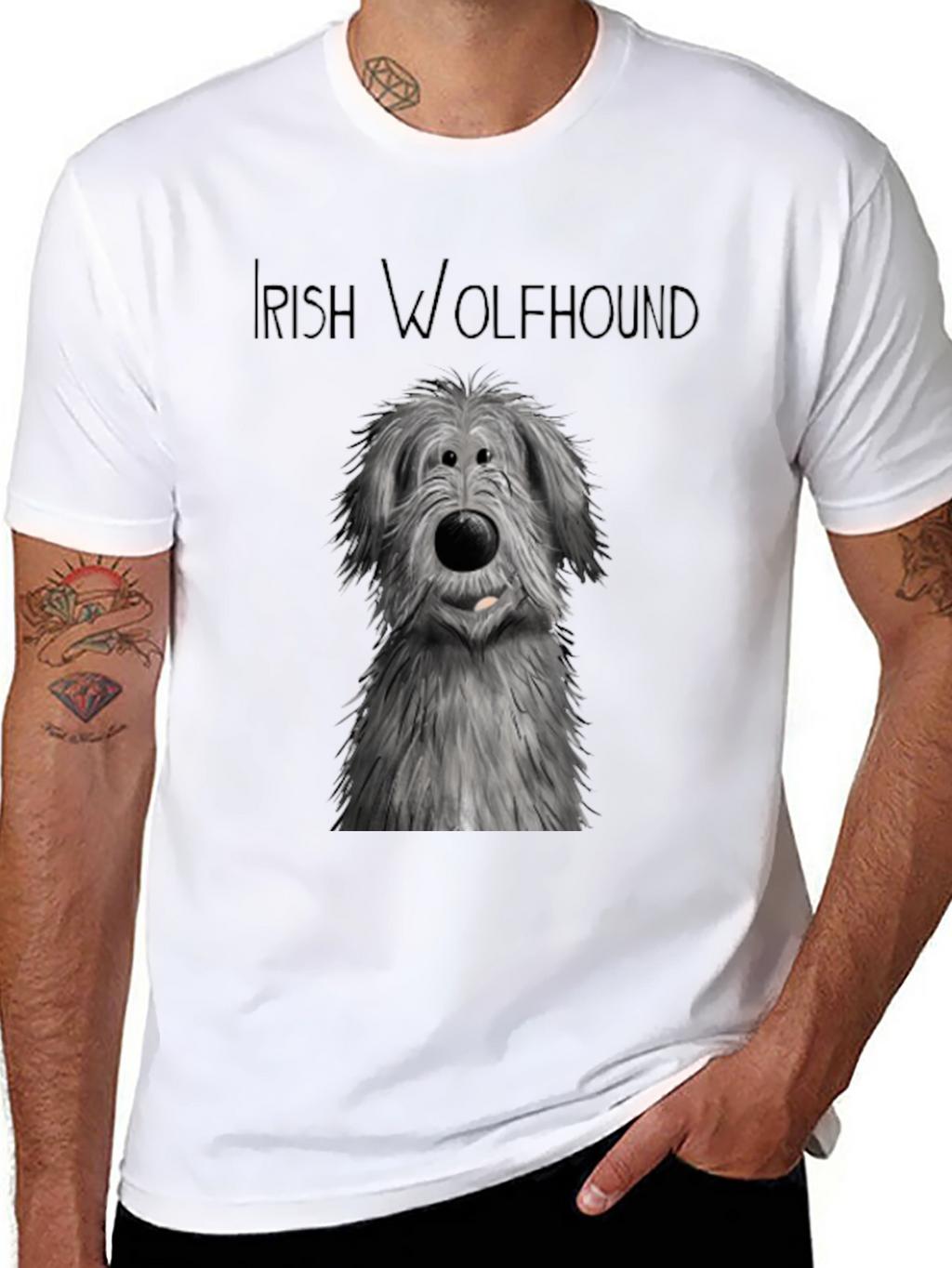 Irish Wolfhound Graphic Tee - Black Cotton Comfort