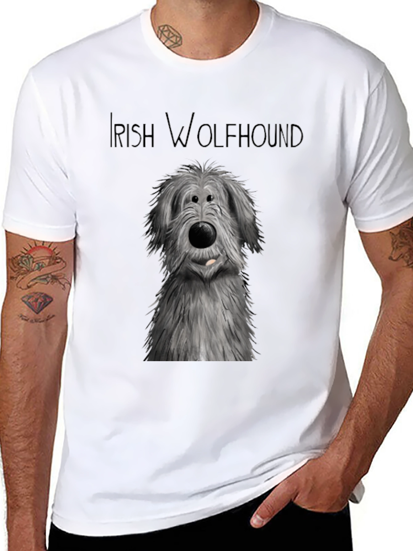 Irish Wolfhound Graphic Tee - Black Cotton Comfort