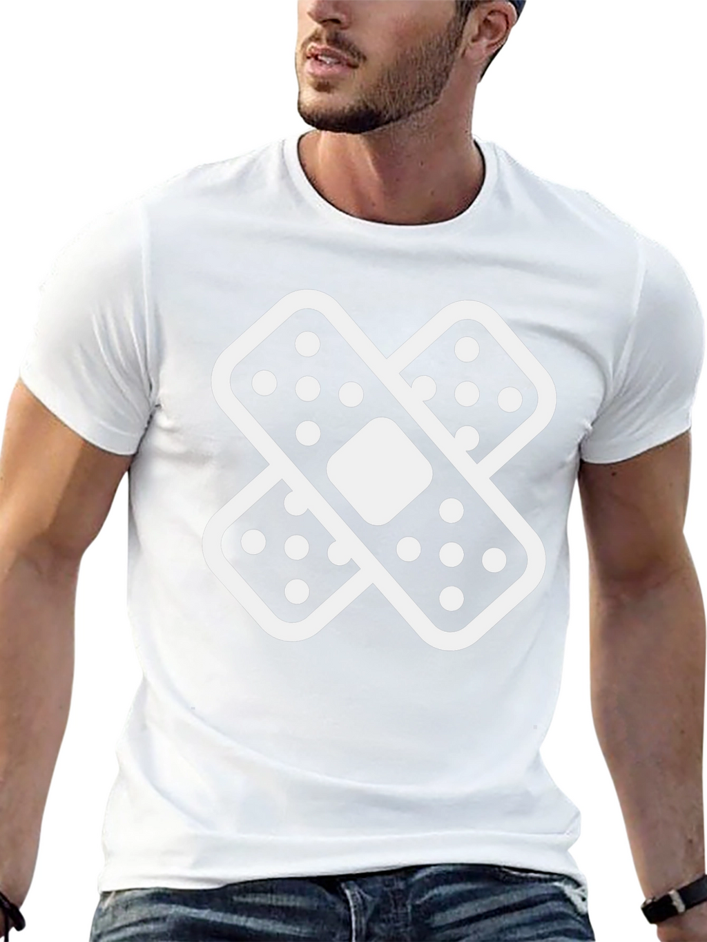 Crossed Bandages Graphic Black T-Shirt