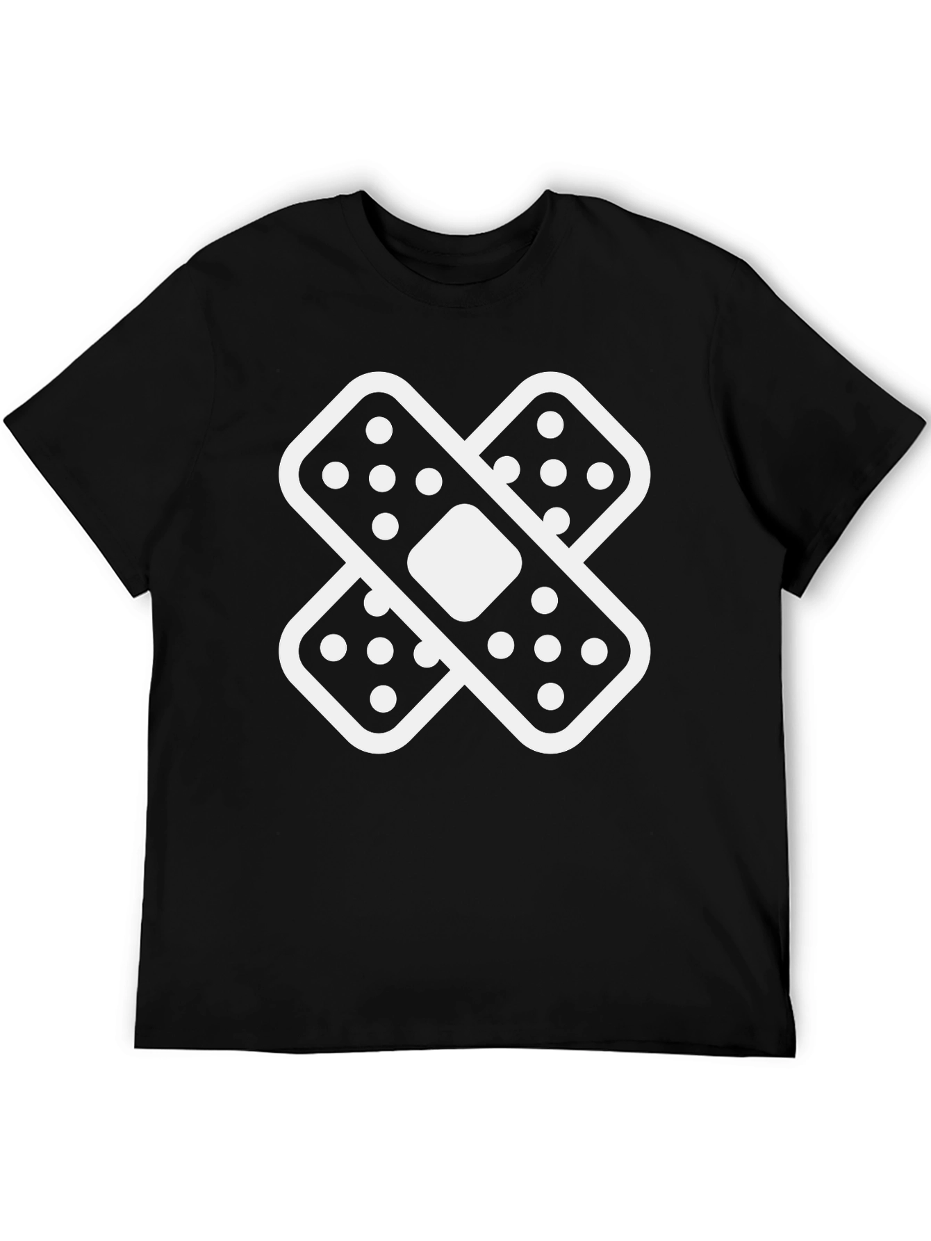 Crossed Bandages Graphic Black T-Shirt