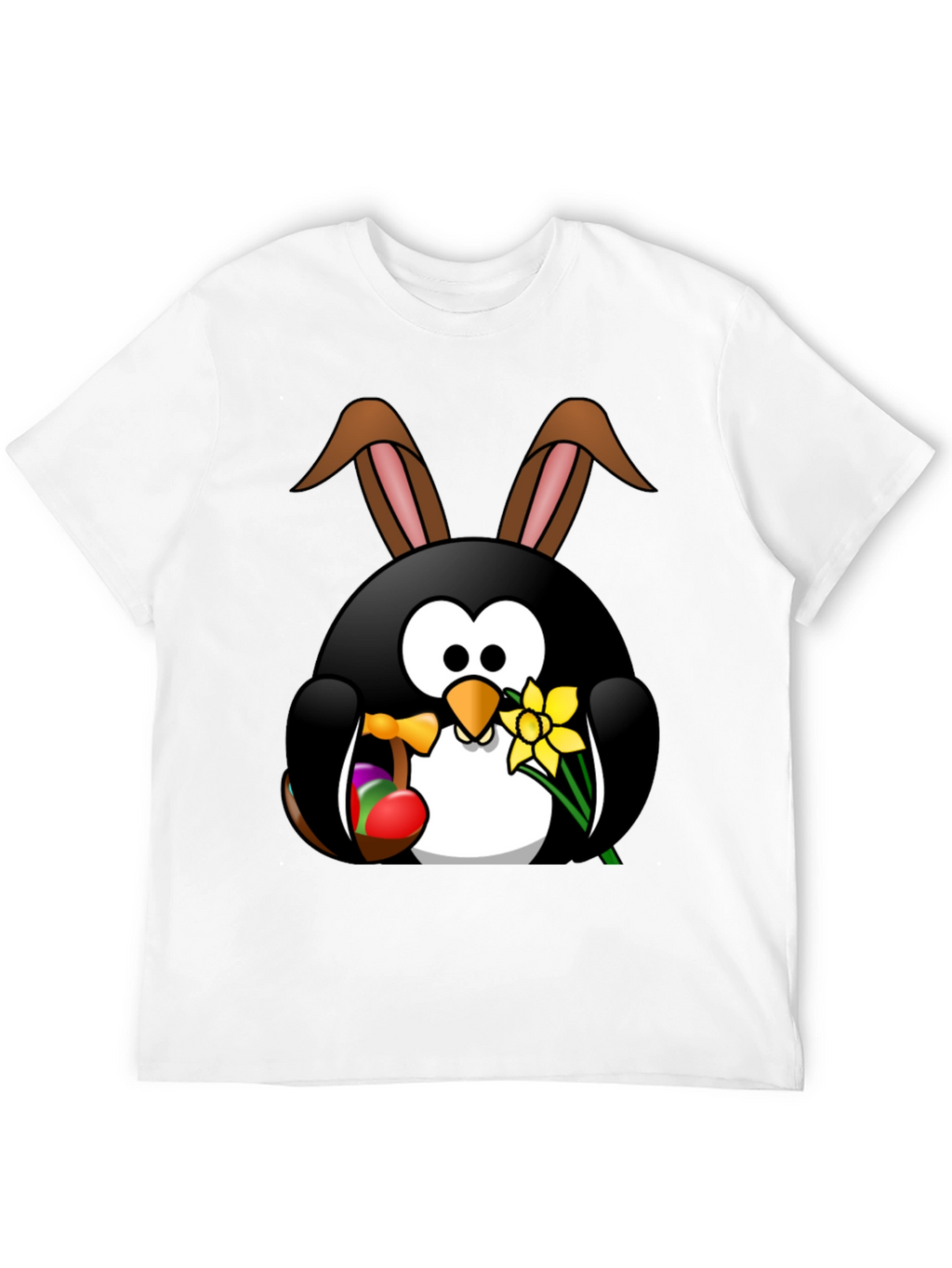 Easter Penguin Bunny Black T-Shirt