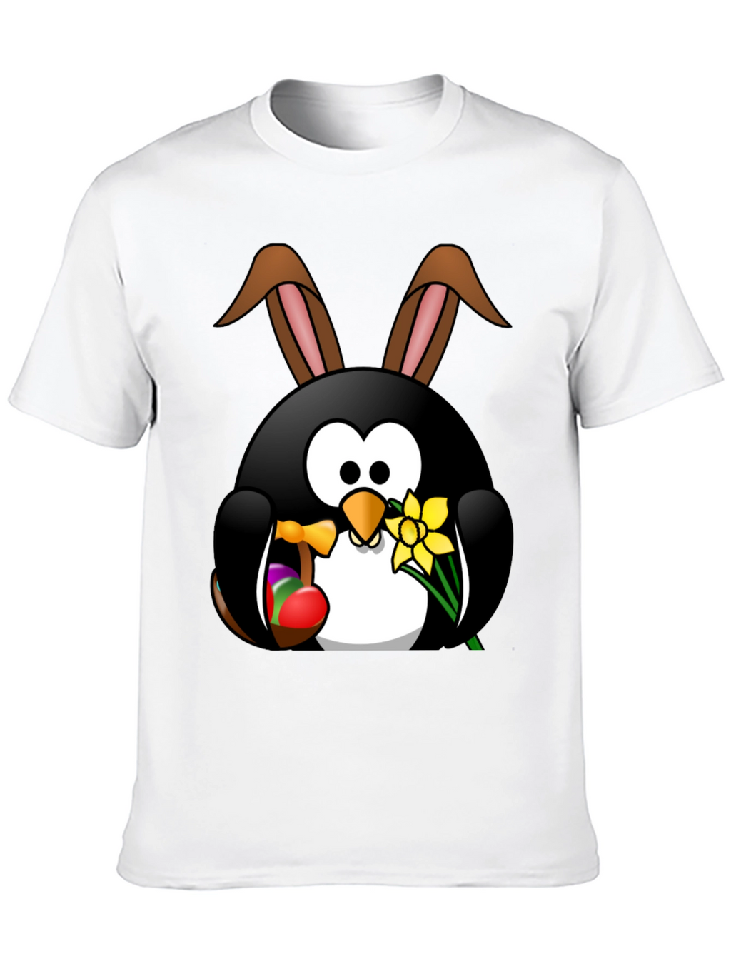 Easter Penguin Bunny Black T-Shirt
