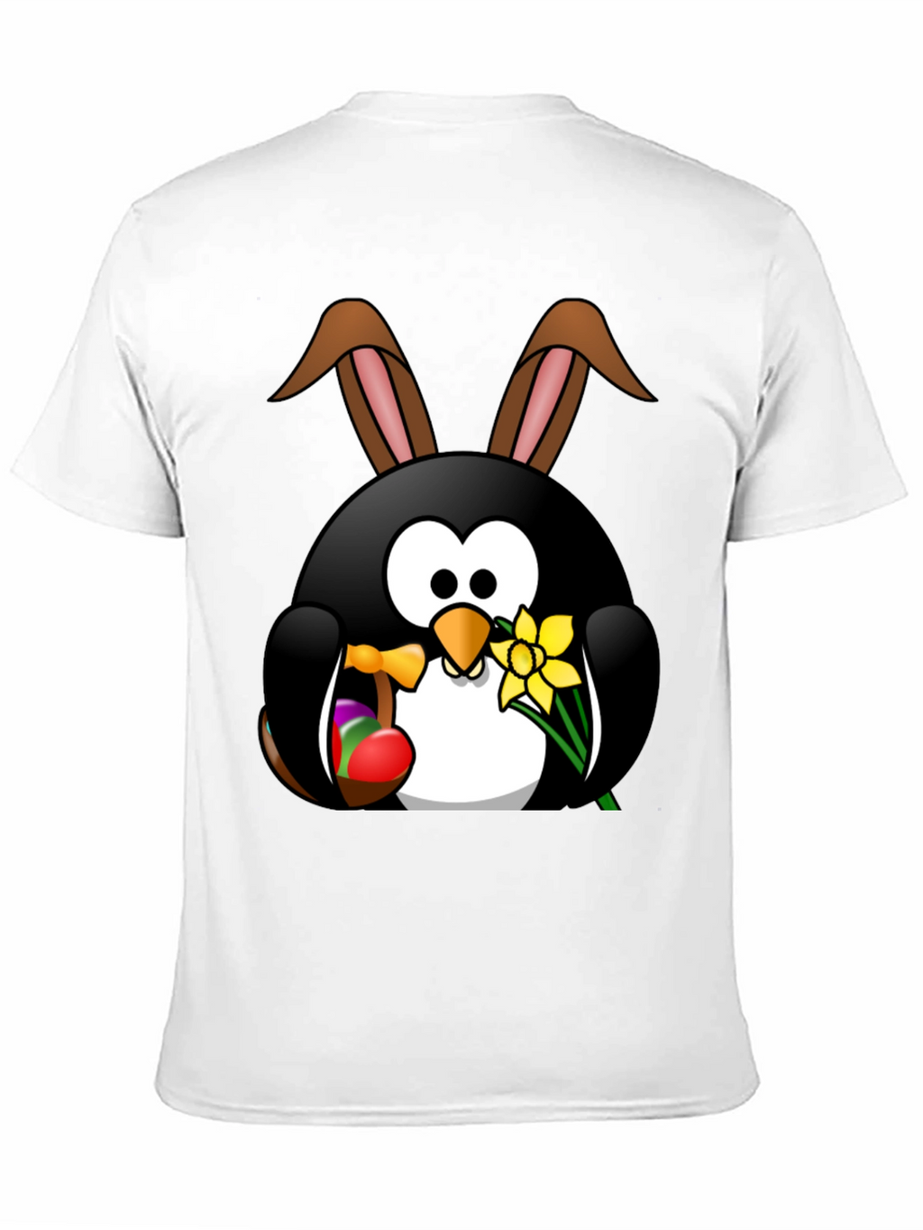 Easter Penguin Bunny Black T-Shirt