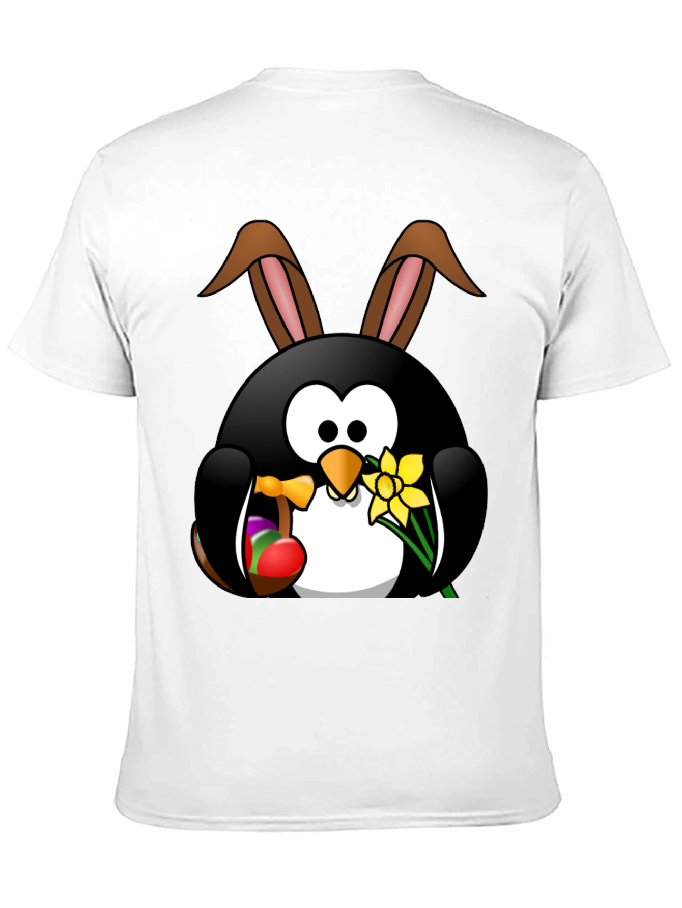 Easter Penguin Bunny Black T-Shirt