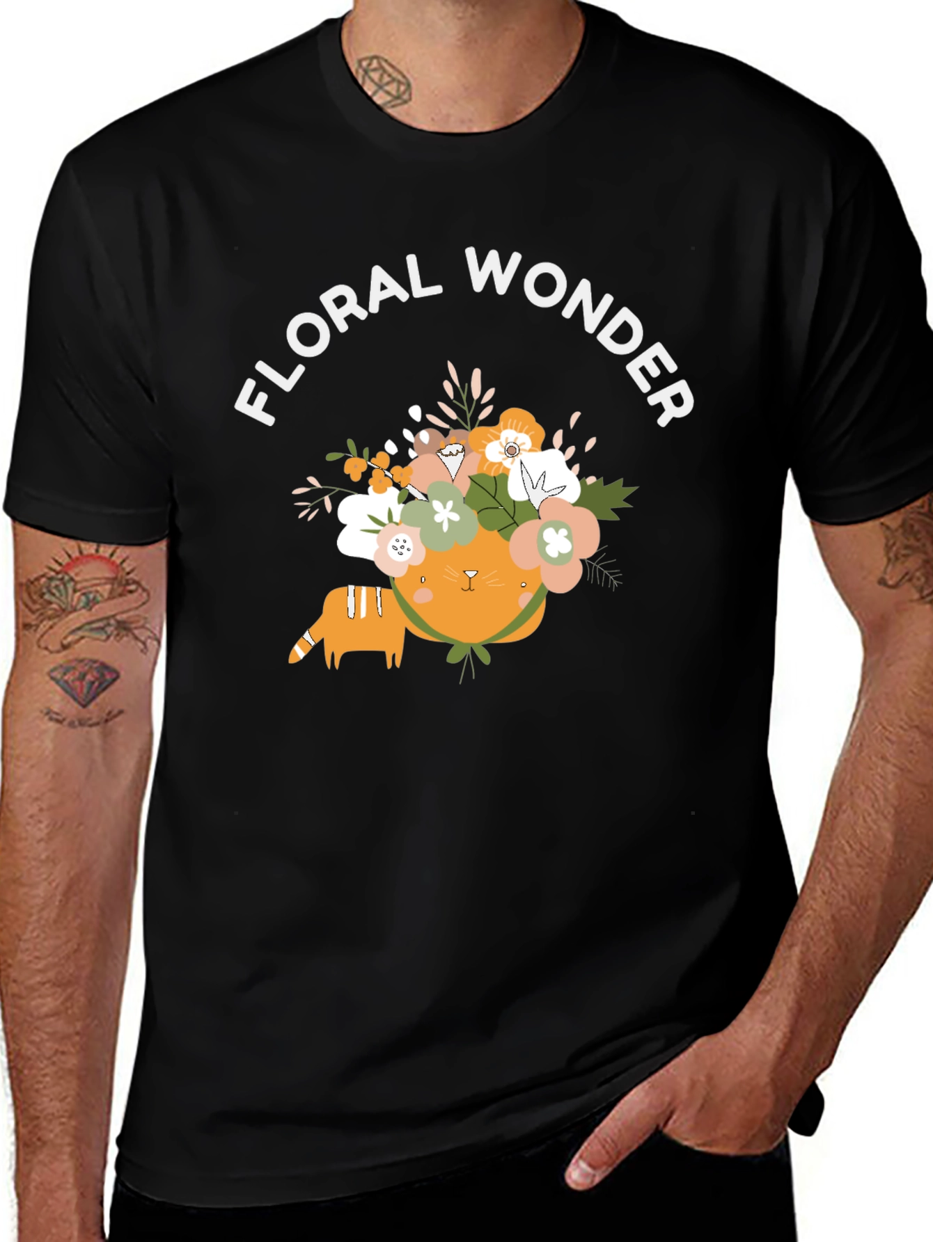Floral Wonder Cat Graphic Tee