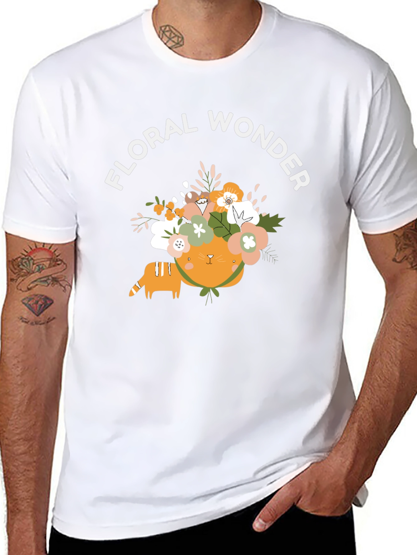 Floral Wonder Cat Graphic Tee