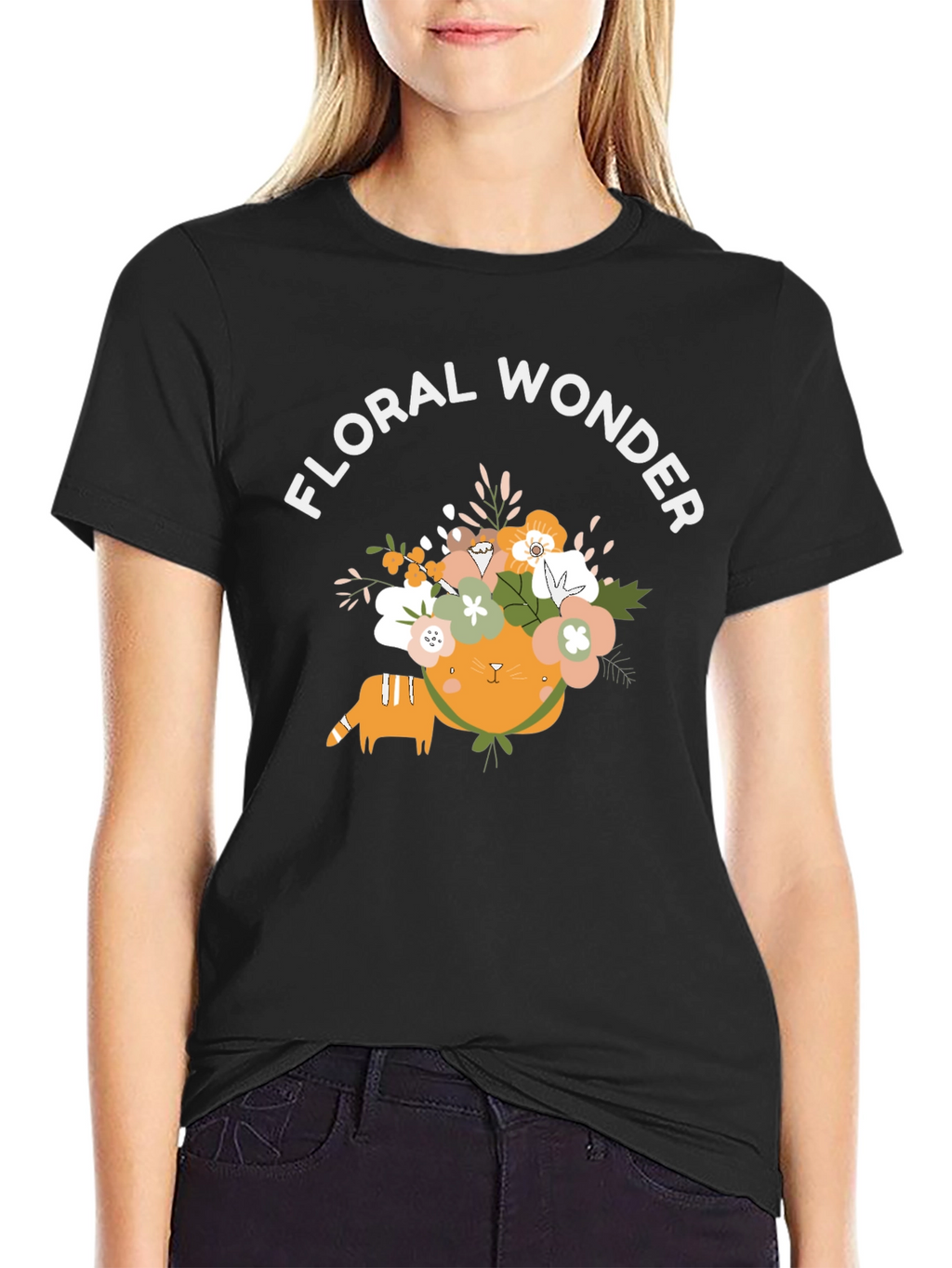 Floral Wonder Cat Graphic Tee