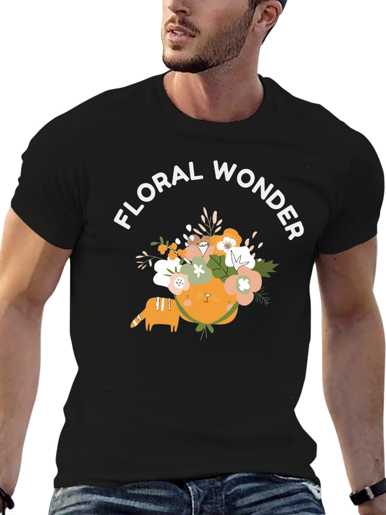 Floral Wonder Cat Graphic Tee