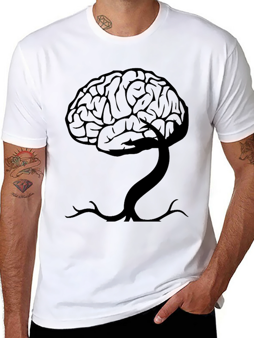 Brain Tree Graphic Tee - Black Cotton T-Shirt