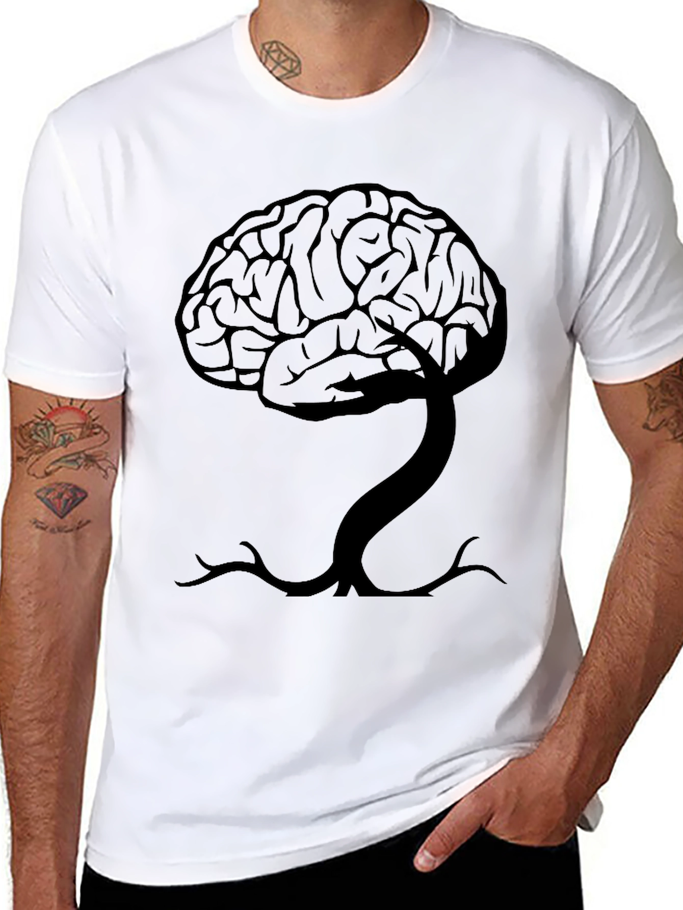 Brain Tree Graphic Tee - Black Cotton T-Shirt