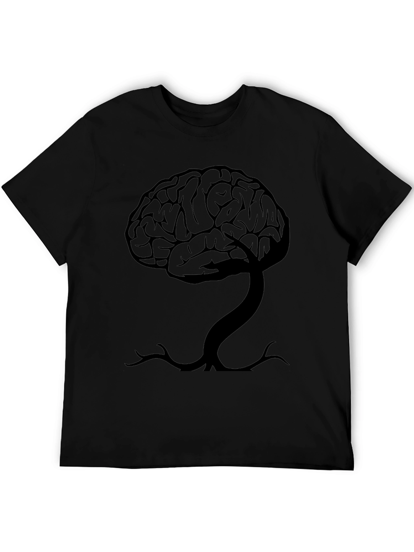 Brain Tree Graphic Tee - Black Cotton T-Shirt