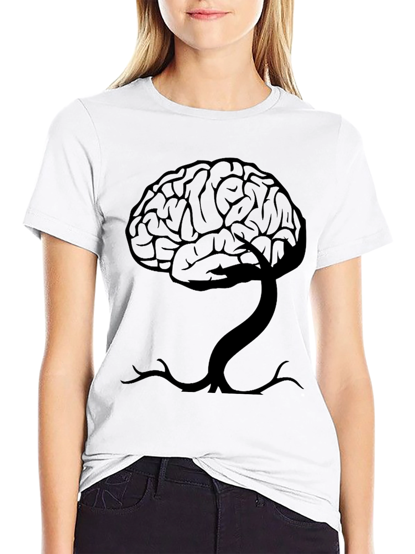 Brain Tree Graphic Tee - Black Cotton T-Shirt