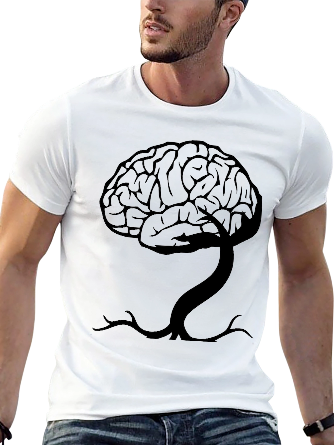 Brain Tree Graphic Tee - Black Cotton T-Shirt
