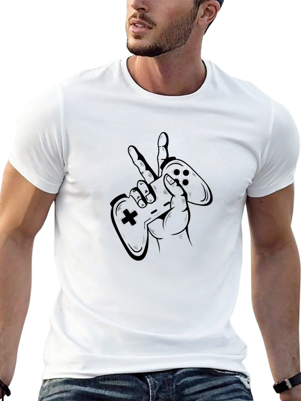 Gamer Peace Black T-Shirt - Console Controller Graphic Tee