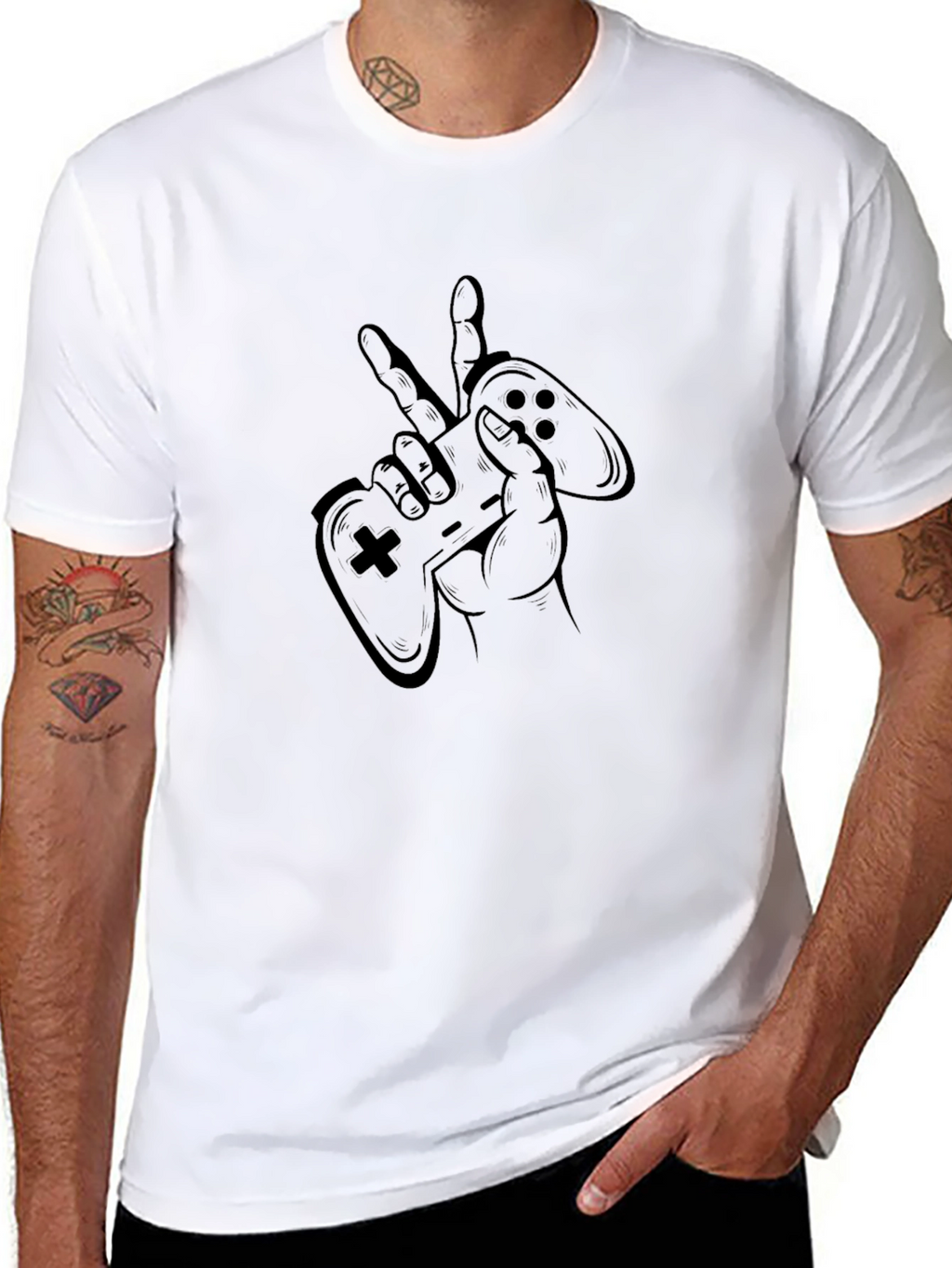 Gamer Peace Black T-Shirt - Console Controller Graphic Tee
