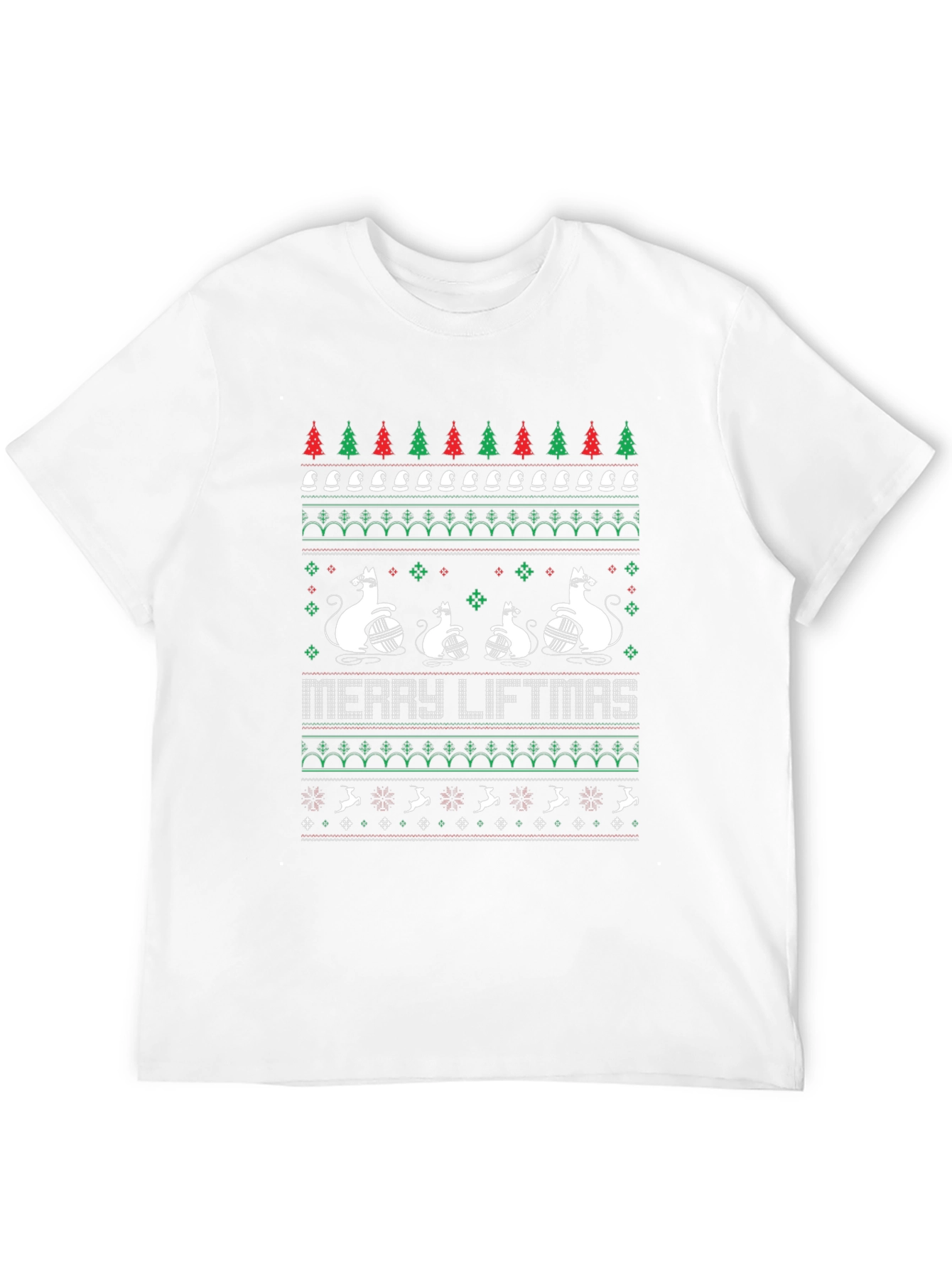 Merry Liftmas Cat Ugly Christmas Sweater T-Shirt