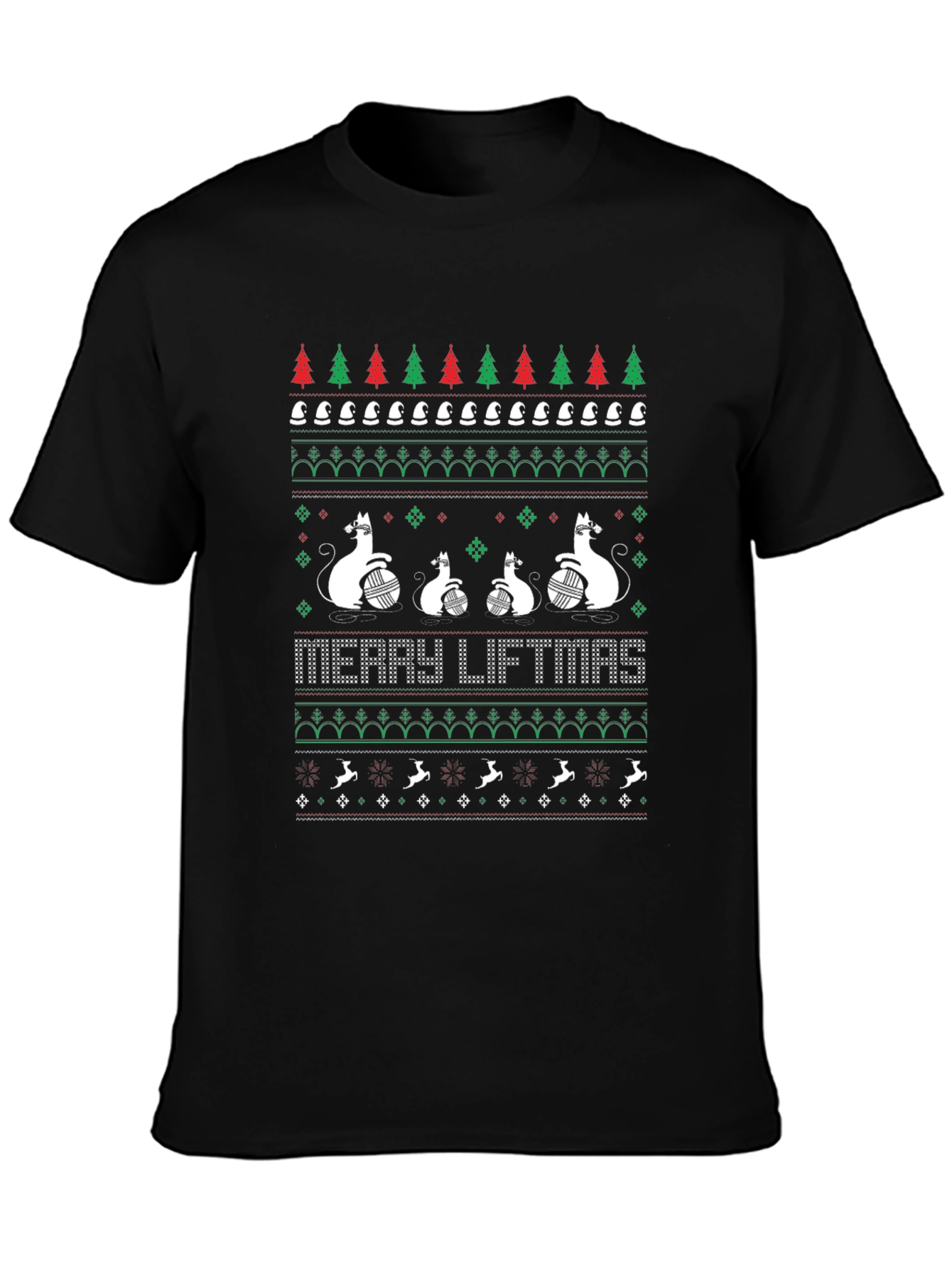 Merry Liftmas Cat Ugly Christmas Sweater T-Shirt