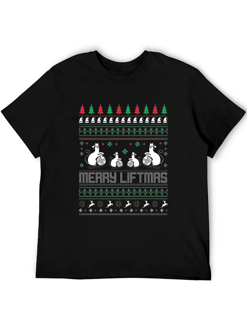 Merry Liftmas Cat Ugly Christmas Sweater T-Shirt