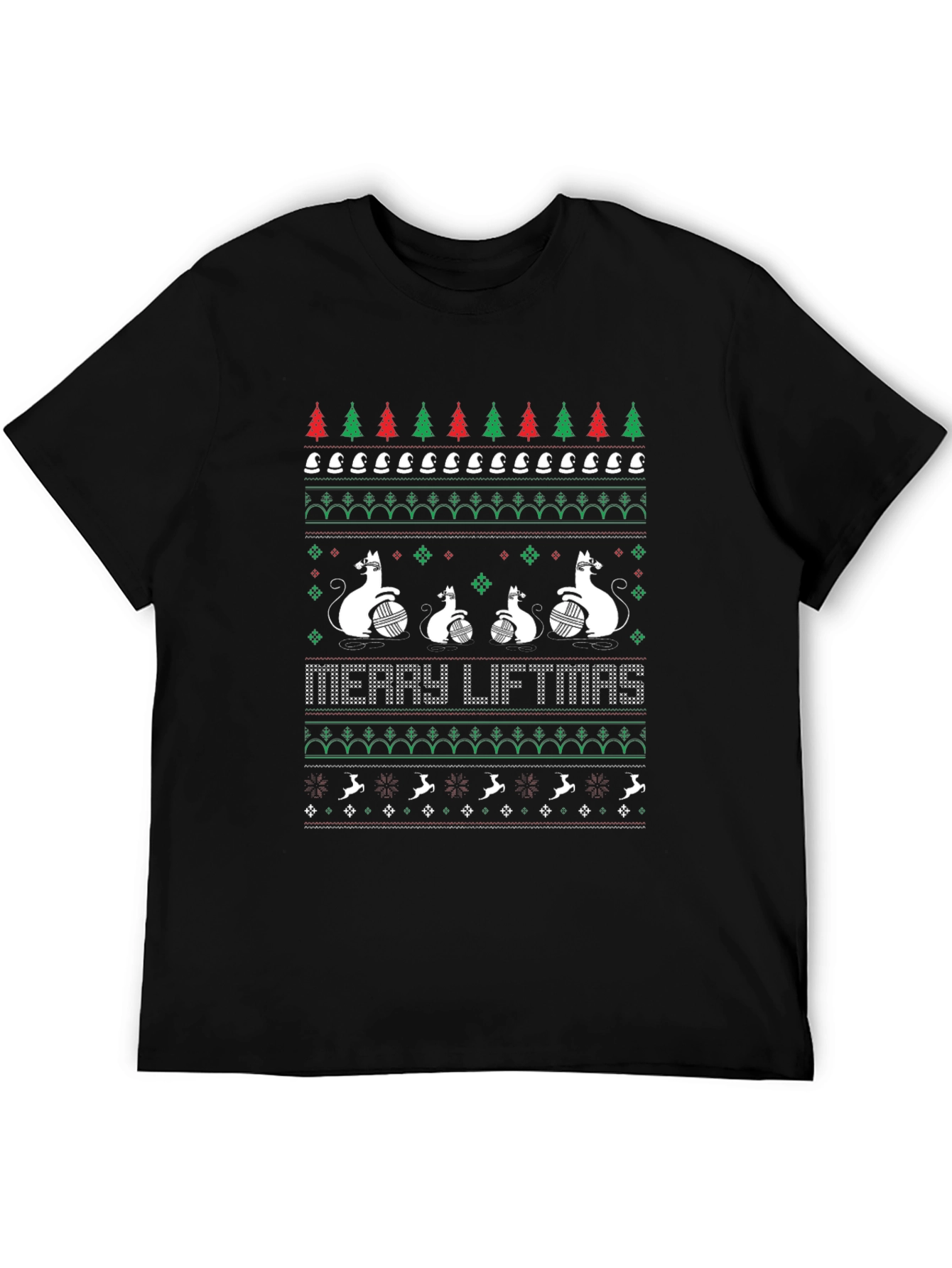 Merry Liftmas Cat Ugly Christmas Sweater T-Shirt