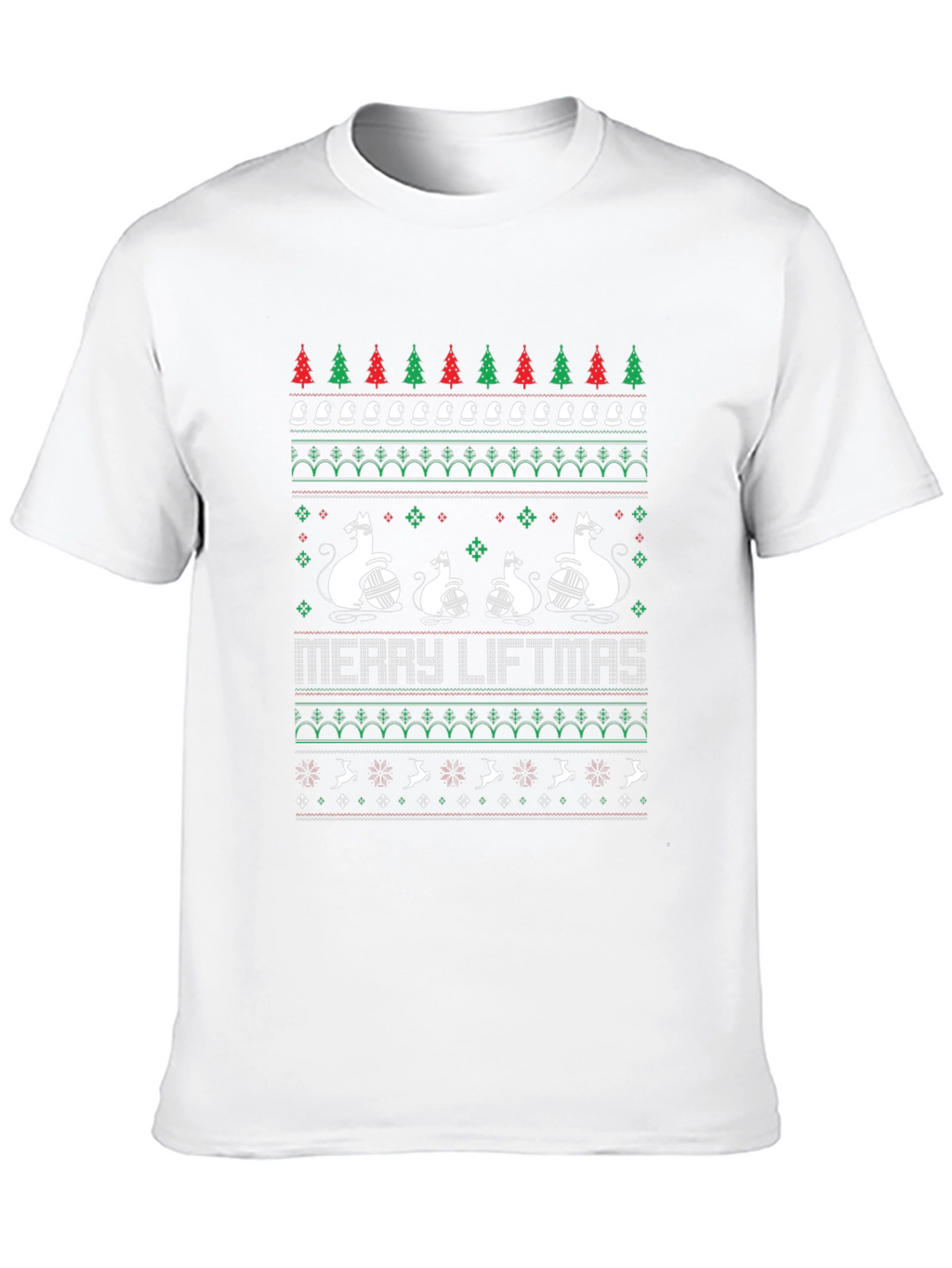 Merry Liftmas Cat Ugly Christmas Sweater T-Shirt