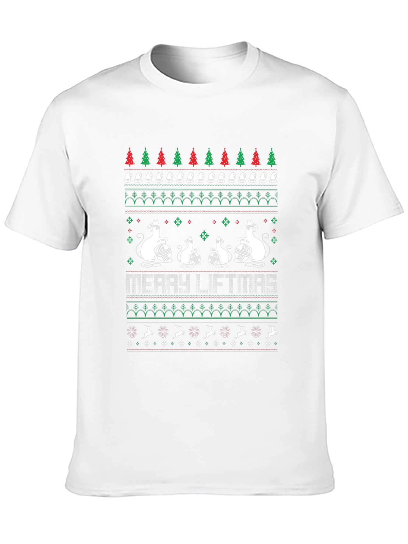 Merry Liftmas Cat Ugly Christmas Sweater T-Shirt