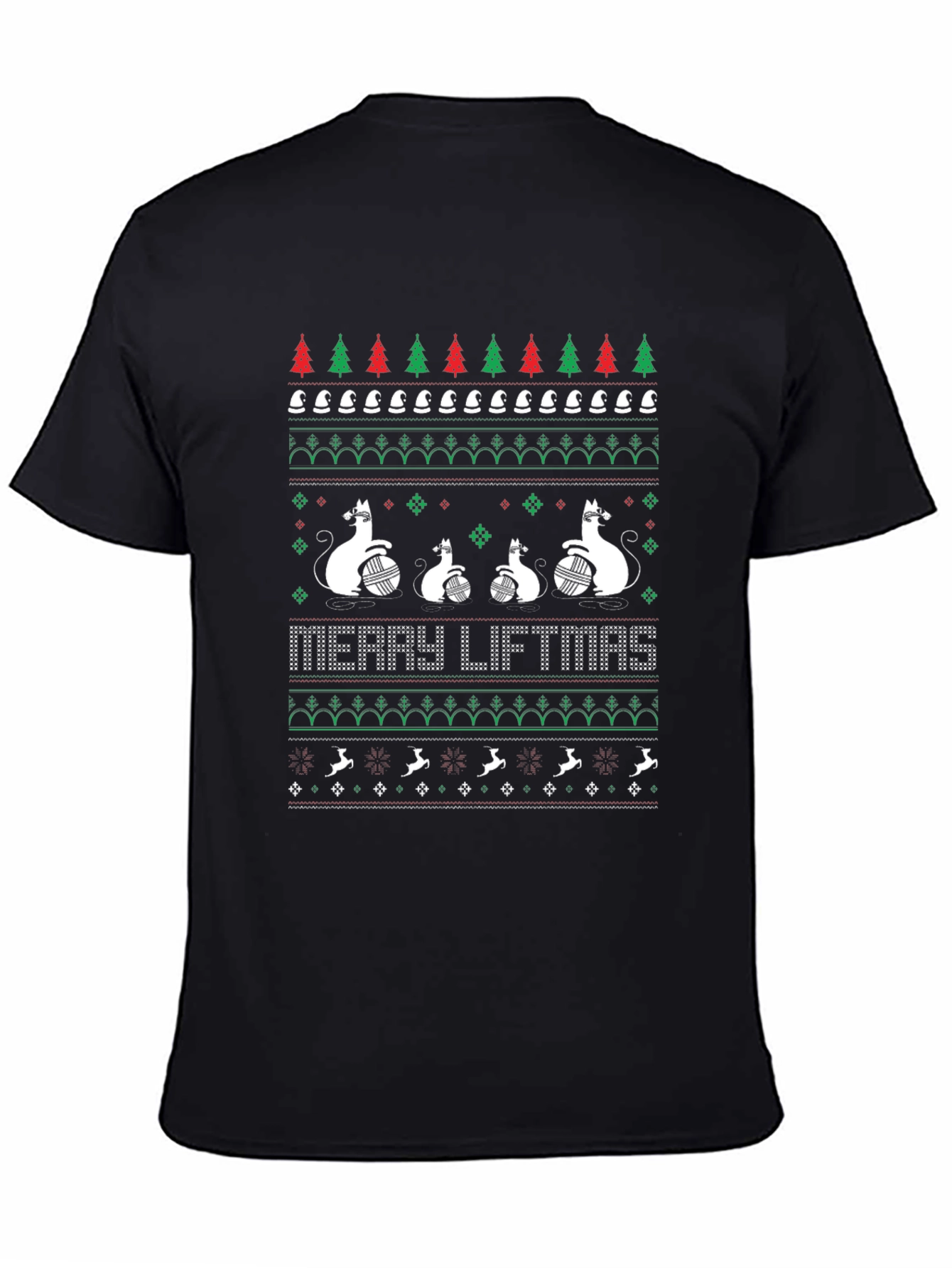 Merry Liftmas Cat Ugly Christmas Sweater T-Shirt