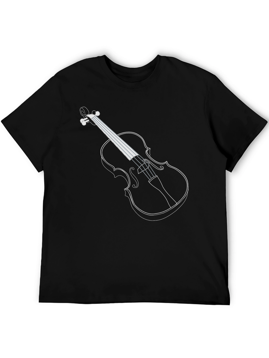 Violin Outline Black T-Shirt